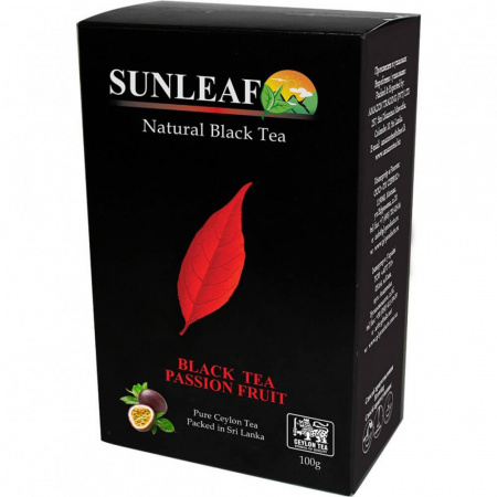 Чай Sunleaf "Маракуйя", чёрный крупнолистовой c добавками, 100 гр