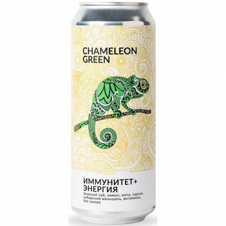 Энергетический напиток Green Chameleon "Иммунитет + энергия | Лимон Тархун", 500 мл