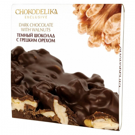 Шоколад Chokodelika "Темный с грецким орехом", 160 гр