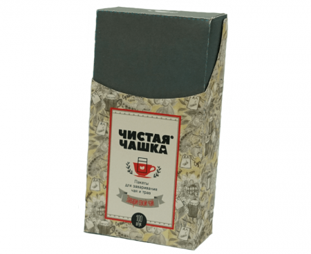 Пакеты для заваривания чая и трав (для чашки), 100 шт., бумажные 5.5x15 с клапаном, Чистая чашка