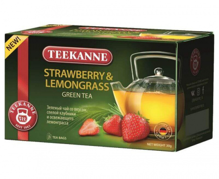 Чай зеленый Strawberry&Lemongrass, 20 пакетиков * 1.5 г, TEEKANNE