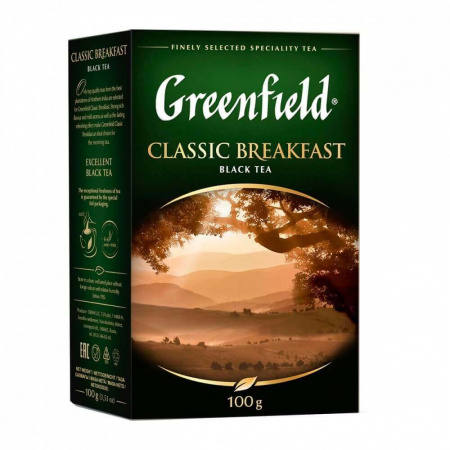 Чай Greenfield "Classic Breakfast", черный листовой, 100 гр