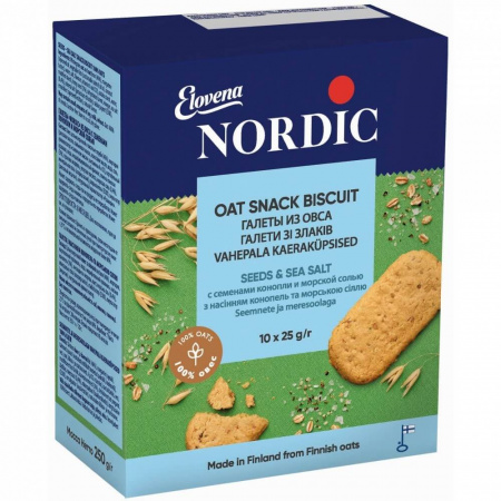 Галеты из овса Elovena Nordic "С семенами конопли и морской солью", 250 гр