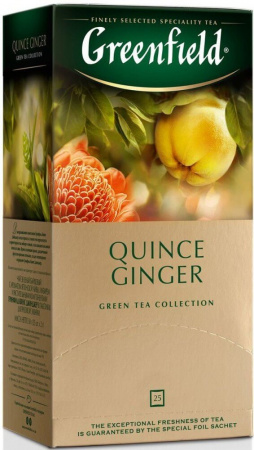 Чай Greenfield "Quince Ginger", зеленый с добавками, 25 пакетиков