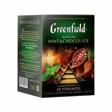 Чай Greenfield "Mint & Chocolate", черный с добавками, 20 пирамидок