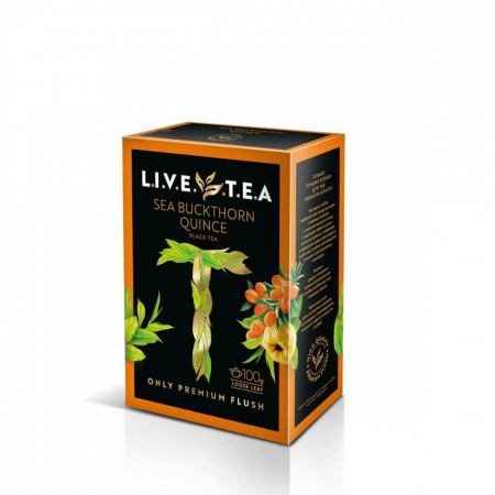 Чай Live Tea "Sea Buckthorn & Quince", черный листовой с облепихой и айвой, 100 гр