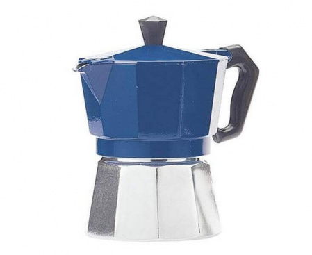 Гейзерная кофеварка на 3 чашки, синяя, алюминий, Buon Caffe