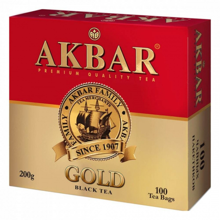 Чай Akbar "Gold", черный, 100 пакетиков