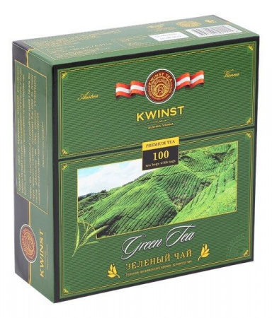 Чай Kwinst, зеленый чай, 100 пакетиков