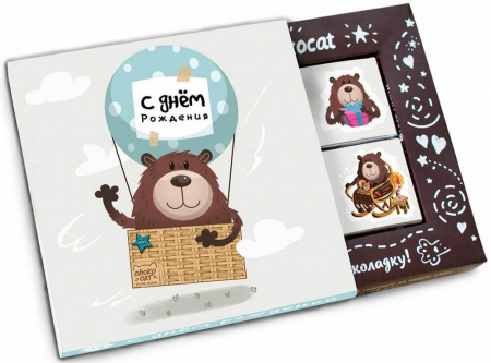 Шоколад Chokocat "С днём рождения. Мишка на шаре", молочный, 60 гр