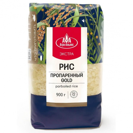 Рис Агро-Альянс Экстра "Пропаренный Gold", 900 гр