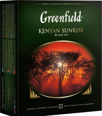 Чай Greenfield "Kenyan Sunrise", черный, 100 пакетиков