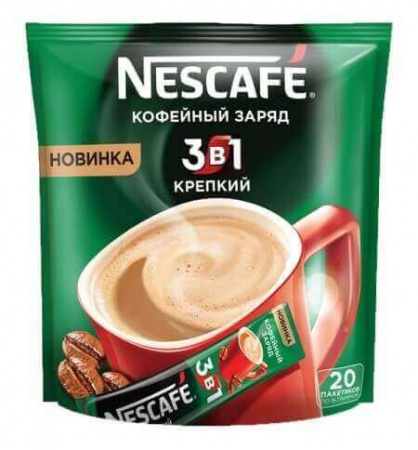 Кофе Nescafe Крепкий 3 в1, растворимый, 20 пакетиков
