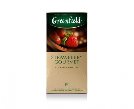 Чай черный Strawberry Gourmet с клубникой, 25 пакетиков, Greenfield
