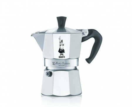 Гейзерная кофеварка MOKA EXPRESS на 2 чашки 100 мл, черная/серебро, алюминий, Bialetti