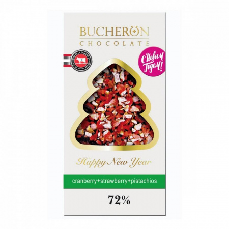 Шоколад Bucheron "Village", горький с клюквой, клубникой и фисташками, 100 гр