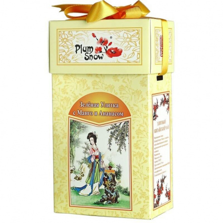 Чай Plum Snow "Зелёная Улитка с Манго и Ананасом", зелёный листовой, 100 гр
