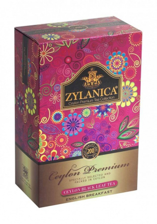 Чай Zylanica Ceylon Premium, English breakfast, чёрный листовой, FBOP, 200 гр