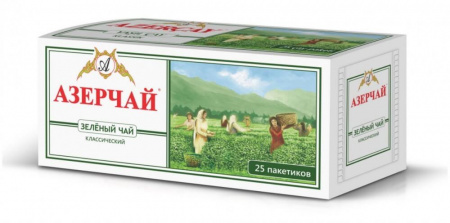 Чай Азерчай зелёный классический, 25 пакетиков