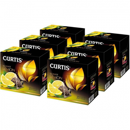 Чай Curtis "Sunny Lemon", чёрный с добавками, 20 пирамидок х 6 упаковок