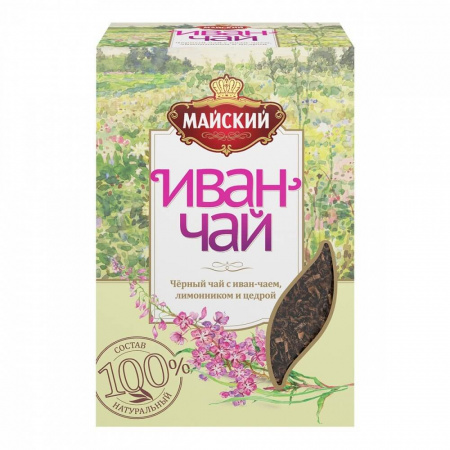 Чай Майский "Иван-чай с черным чаем и лимонником" черный с добавками, листовой, 75 гр
