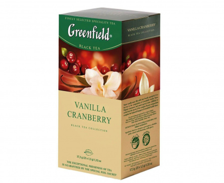 Чай черный Vanilla Cranberry, 25 пакетиков, Greenfield
