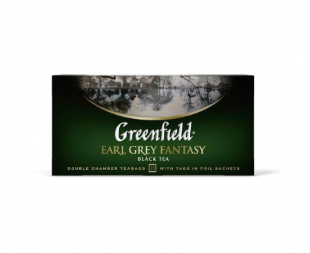 Чай черный Earl Grey Fantasy с бергамотом, 25 пакетиков, Greenfield