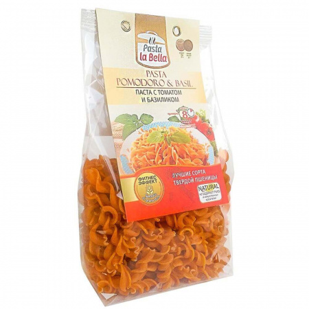 Макароны Pasta la Bella "С томатом и базиликом", 250 гр
