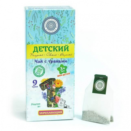 Чай Фабрика Здоровых Продуктов "Детский Укрепляющий Рецепт №1", чёрный с добавками, 25 пакетиков.