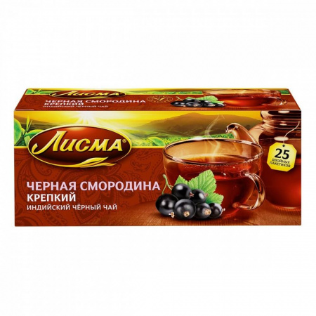 Чай Лисма "Черная смородина", черный ароматизированный, 25 пакетиков