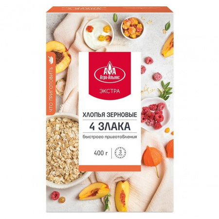 Хлопья Агро-Альянс Экстра "4 злака", 400 гр