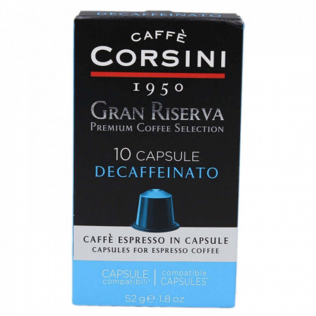 Кофе в капсулах Caffe Corsini "Nespresso Gran Riserva Decaffeinato", 10 штук по 5,2 гр