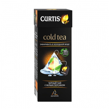 Чай Curtis "Cold Tea. Черный чай с белым персиком", чёрный с добавками, 12 пирамидок
