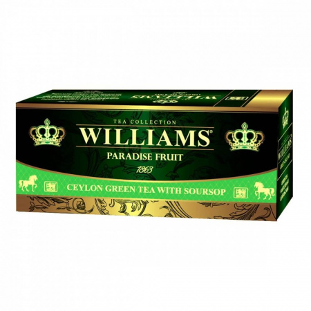 Чай Williams "Paradise Fruit", зеленый с добавками, 25 пакетиков