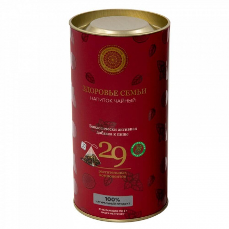 Чай Фабрика Здоровых Продуктов "Здоровье семьи", чёрный с добавками, 30 пирамидок для чайника