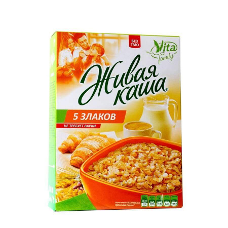 Каша Vita "5 злаков", хлопья цельнозерновые с проростками, 300 гр