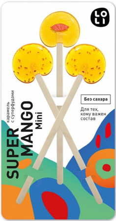 Карамель с суперфудами LO-LI "Super Mango Mini", без сахара, 24 гр