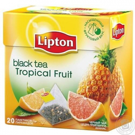 Чай Lipton "Tropical Fruit", черный с добавками, 20 пирамидок