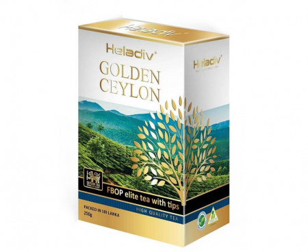 Чай листовой черный GOLDEN CEYLON FBOP ELIT TEA WITH TIPS, 250 г, Heladiv