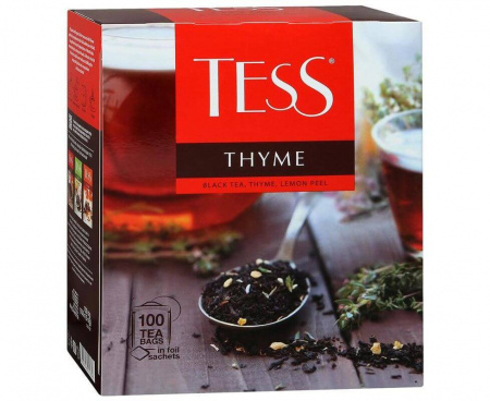 Чай черный Thyme с чабрецом и цедрой лимона, 100 пакетиков, Tess
