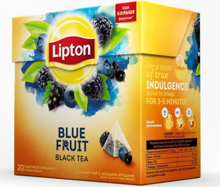 Чай Lipton "Blue Fruit", черный с добавками, 20 пирамидок