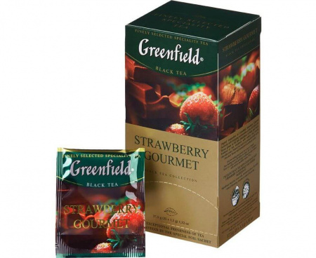 Чай черный Strawberry Gourmet с клубникой, 25 пакетиков, Greenfield