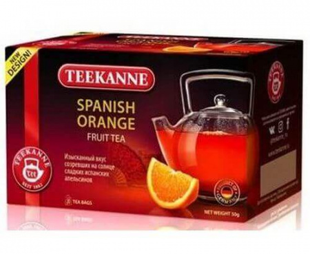 Чай фруктовый Spanish Orange гибискус, апельсин, персик, 20 пакетиков * 2.5 г, TEEKANNE