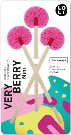 Карамель с суперфудами LO-LI "Very Berry Mini", без сахара, 24 гр
