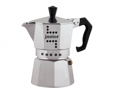 Гейзерная кофеварка JUNIOR, на 3 чашки, серебристая, алюминий, Bialetti