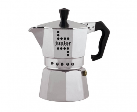 Гейзерная кофеварка JUNIOR, на 6 чашек, серебристая, алюминий, Bialetti