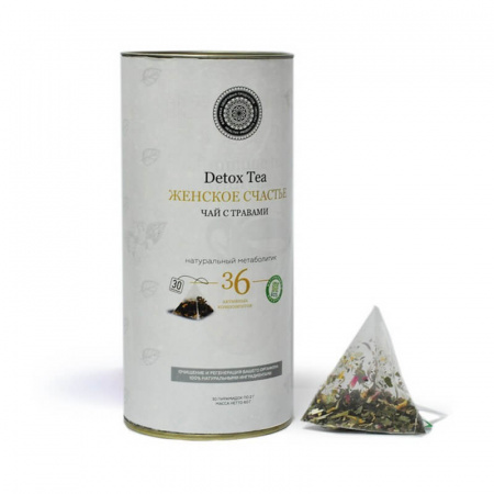 Чай Фабрика Здоровых Продуктов " Detox Tea Женское Счастье", чёрный с добавками, 30 пирамидок для ча