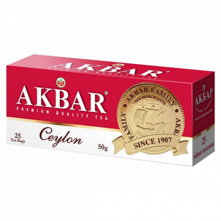 Чай Akbar "Ceylon", черный, 25 пакетиков