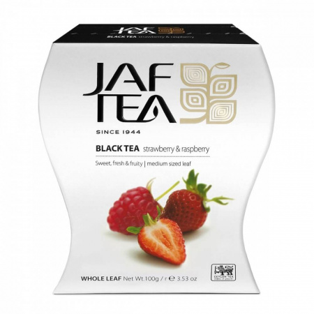 Чай Jaf Tea "Strawberry & Raspberry", черный листовой с добавками, 100 гр