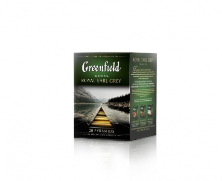 Чай черный Royal Earl Grey с бергамотом, 20 пирамидок, Greenfield